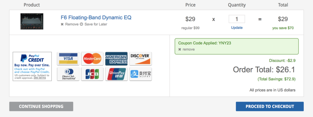 24時間限定セール Waves F6 Floating Band Dynamic Eqが29ドル Soundability 2 0